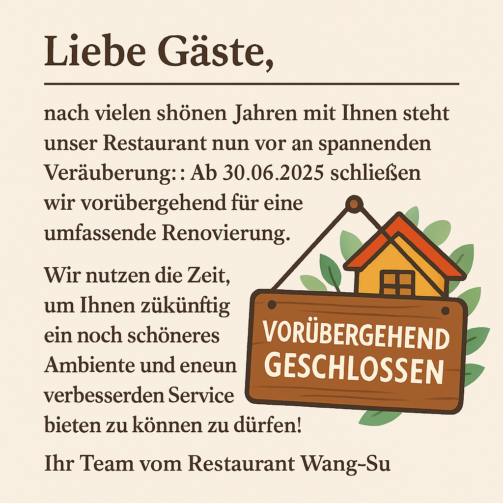 Restaurant Renovierung Ankündigung